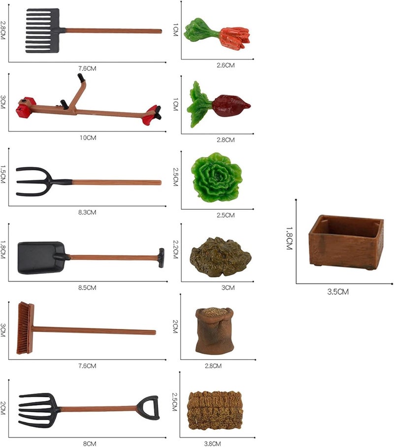 Zhuluck 1 Set Dollhouse Miniatures, 1/12 Scale Miniature Dollhouse Farm Tool Accessories, Plastic Mini Farm Tool Shovel Rake for Micro-Landscape Scene Lightweight Dollhouse Decor - Image 5
